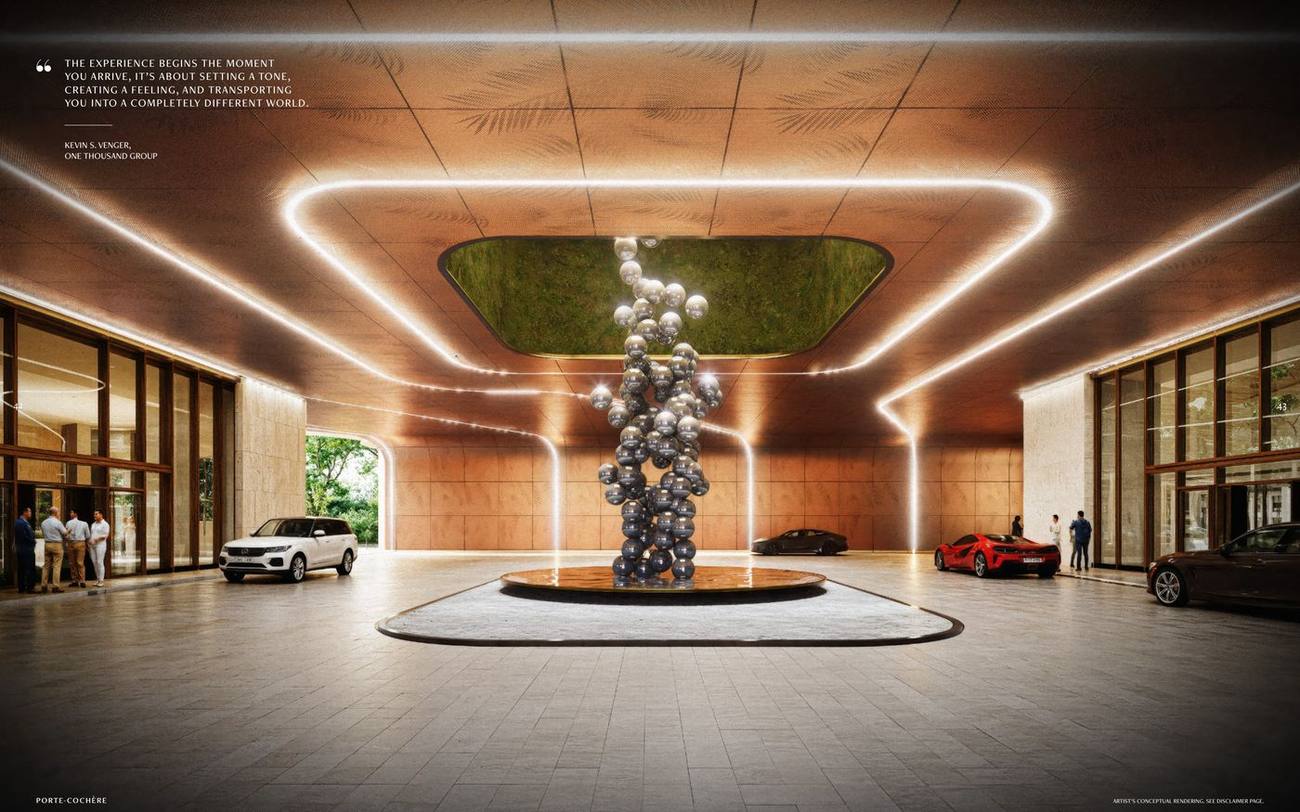 Rendering of the arrival hall and motor court