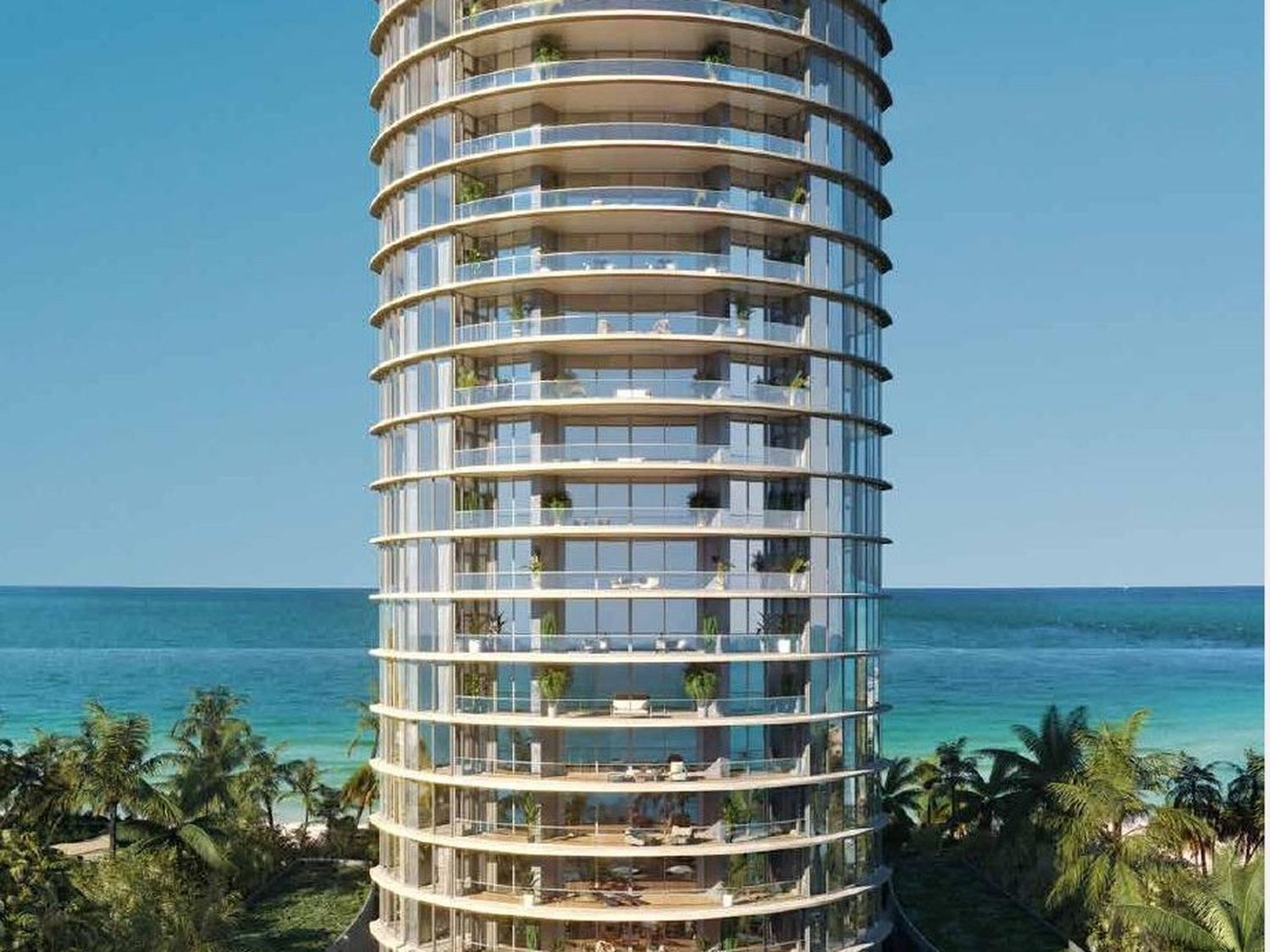 Rendering of Rivage Bal Harbour rising above the oceanfront