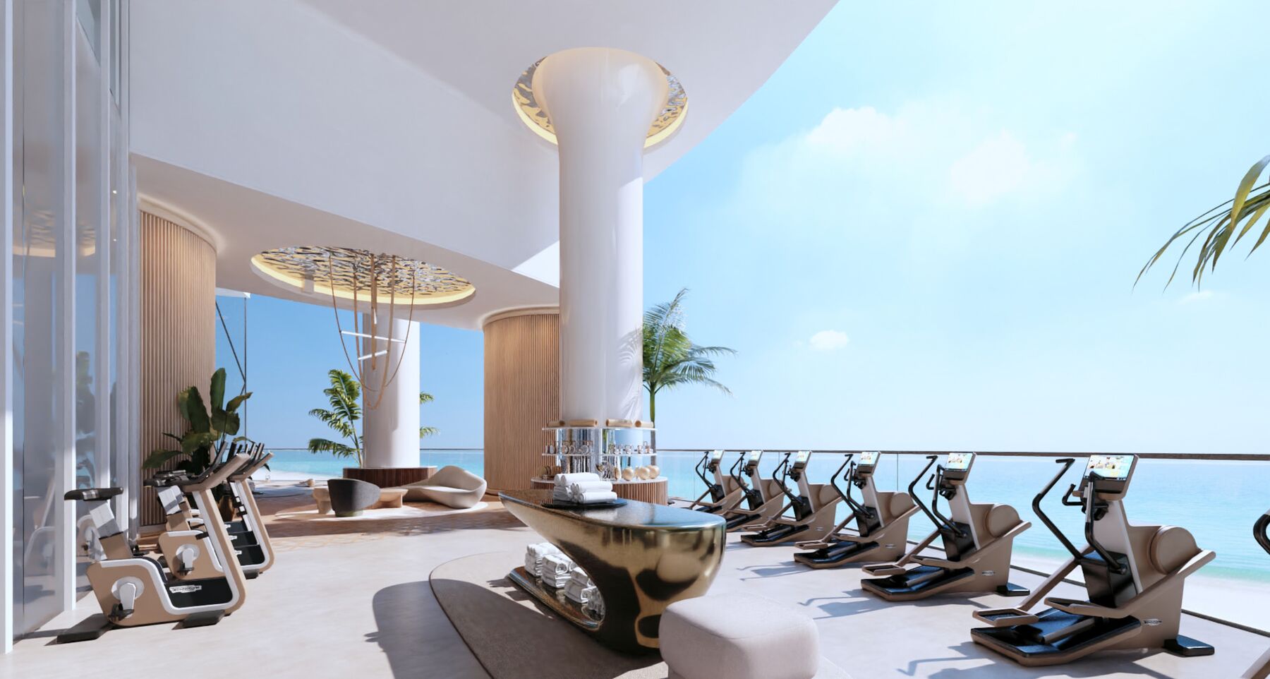 Rendering of the open-air fitness terrace over the ocean