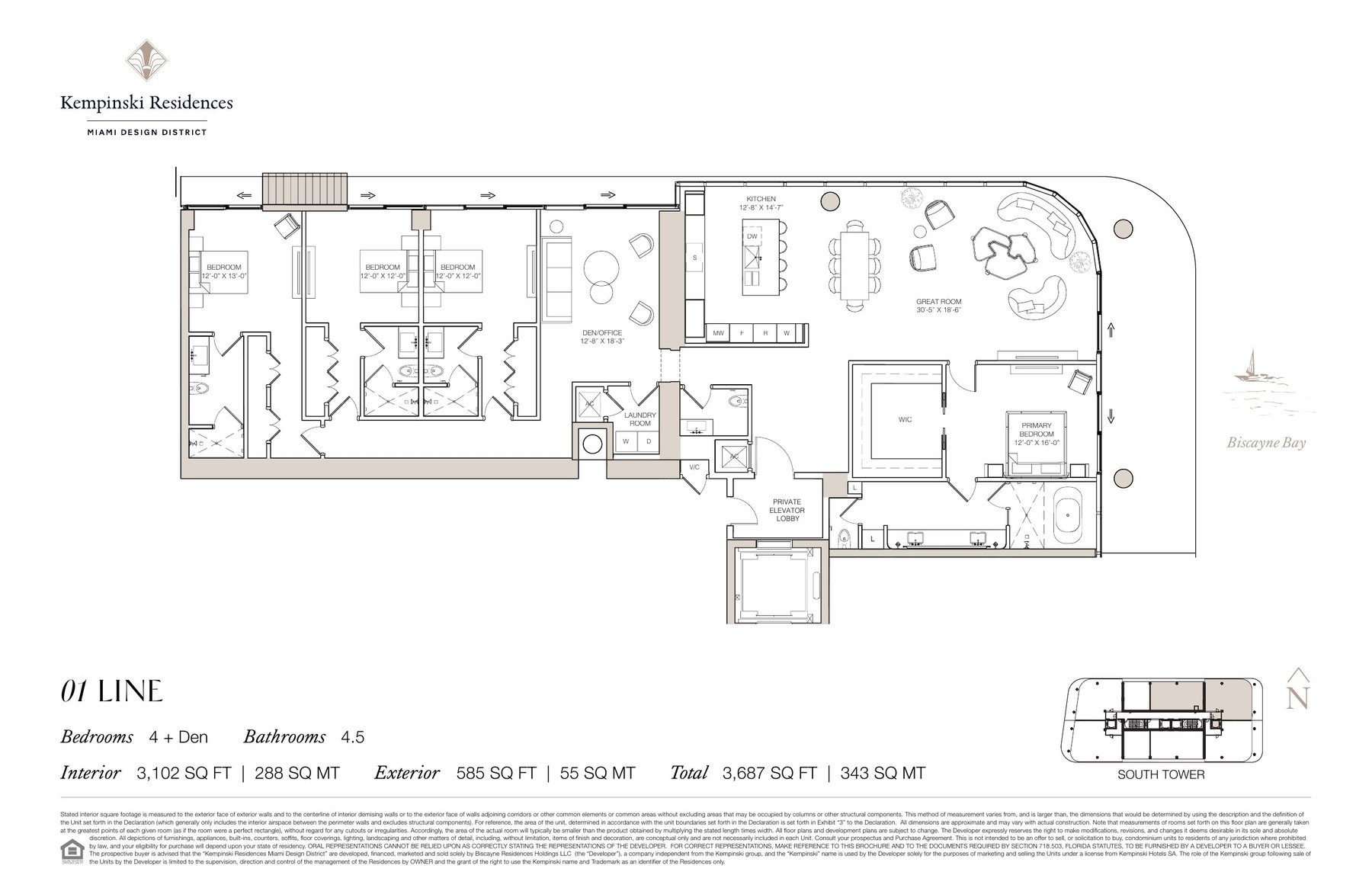 Floor plan of Line 01 in the South Tower