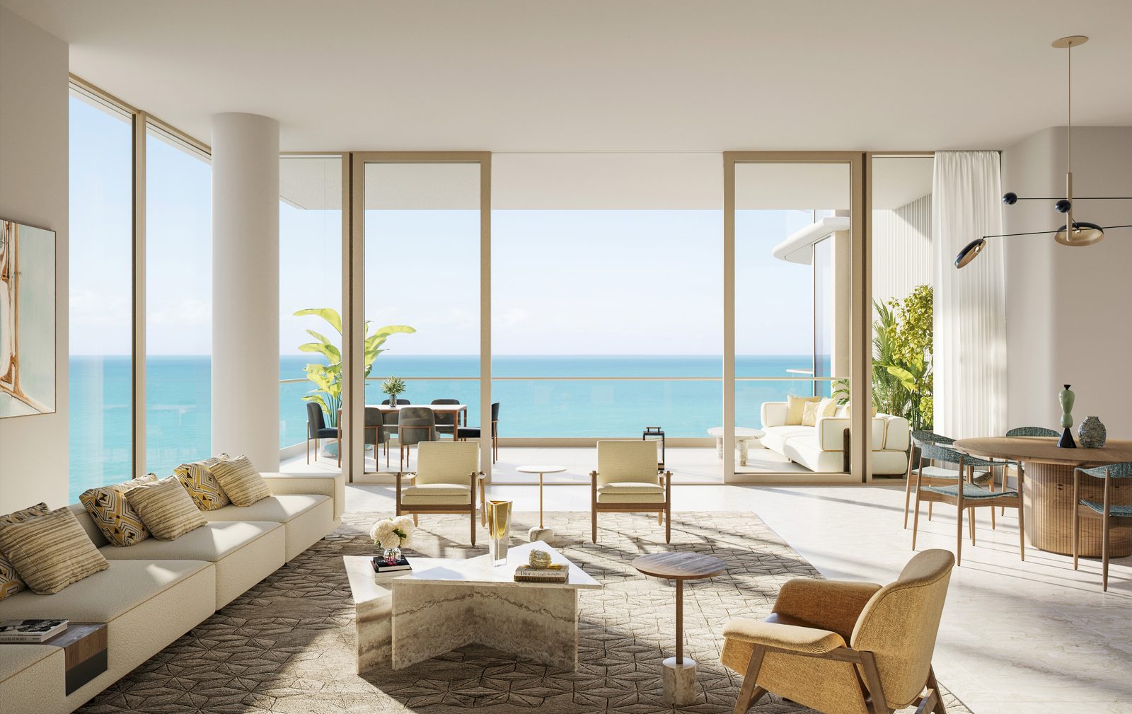 Rendering of a residence living room framed by the Atlantic